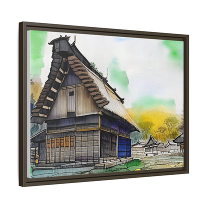 Colorful Framed Canvas Art – Japanese Architecture Wall Decor