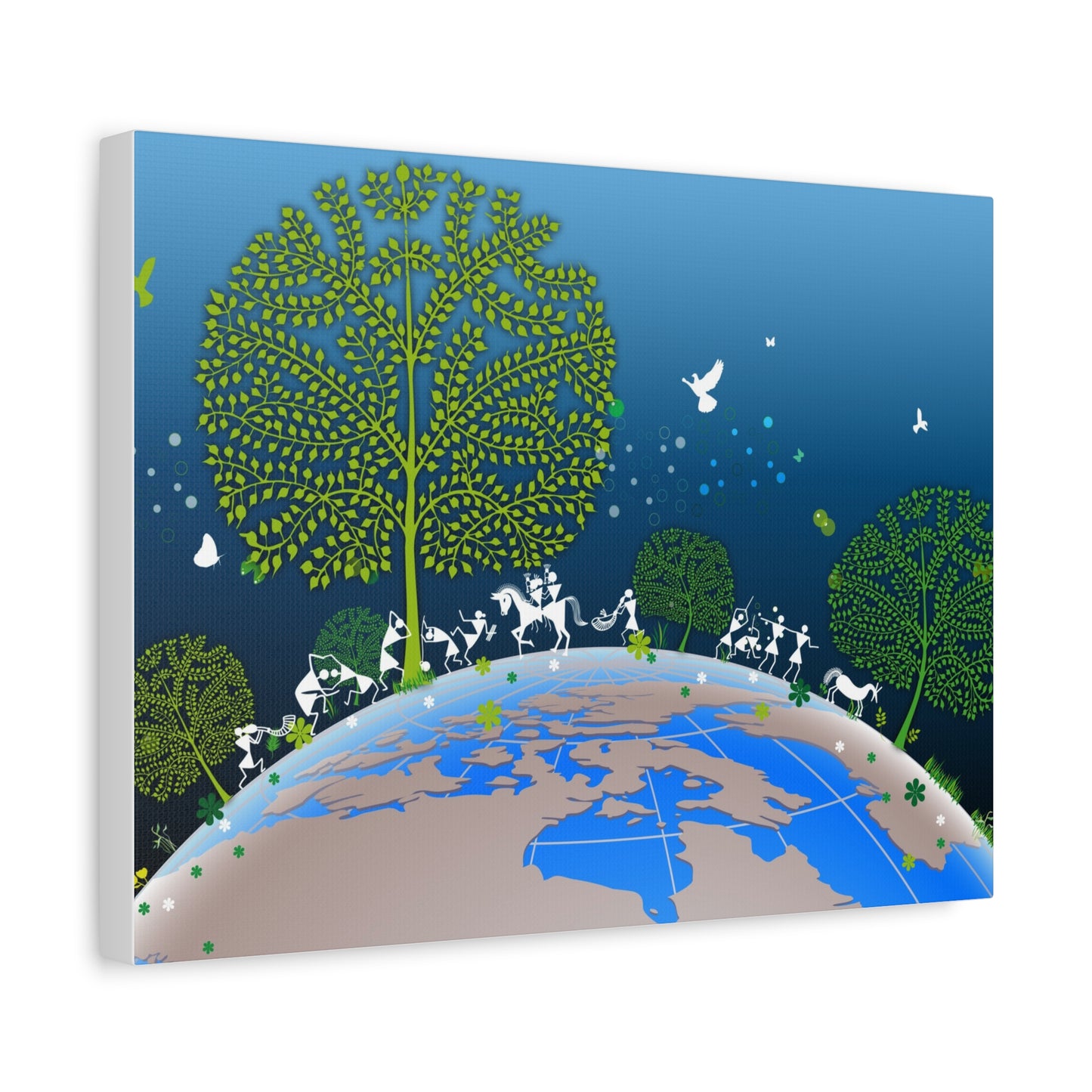 Eco-Friendly Tribal Canvas Art Print, Nature Wall Decor, Earth-Themed Artwork, Sustainable Home Decoration, Green Living Gift