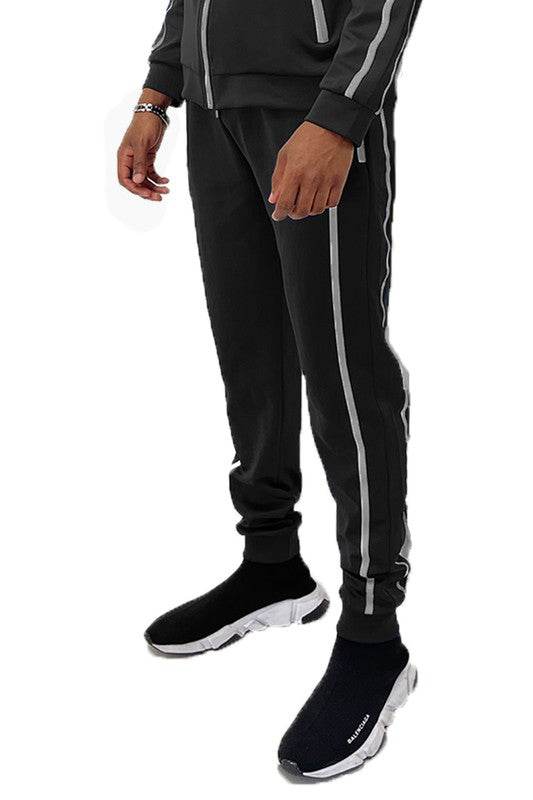 Mens Active Wear Running Track Pant Joggers BLACK