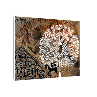 Artistic Tribal Canvas Print, Bohemian Decor, Nature Wall Art, Tribal Inspired Decoration, Unique Home Gift, Vibrant Cultural Piece