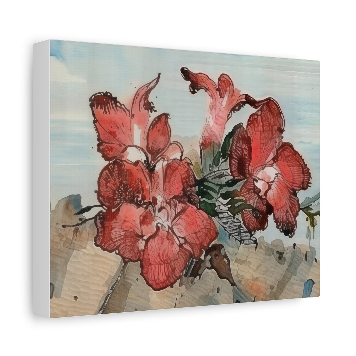 Floral Wall Art Canvas - Vibrant Red Flower Print, Home Decor, Gift for Garden Lovers, Spring & Summer Decor, Art for Living Room