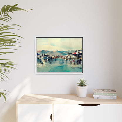 Artistic Framed Canvas Print - Tranquil Harbor Scene, Wall Decor, Home Decor, Gift for Art Lovers, Coastal Vibe