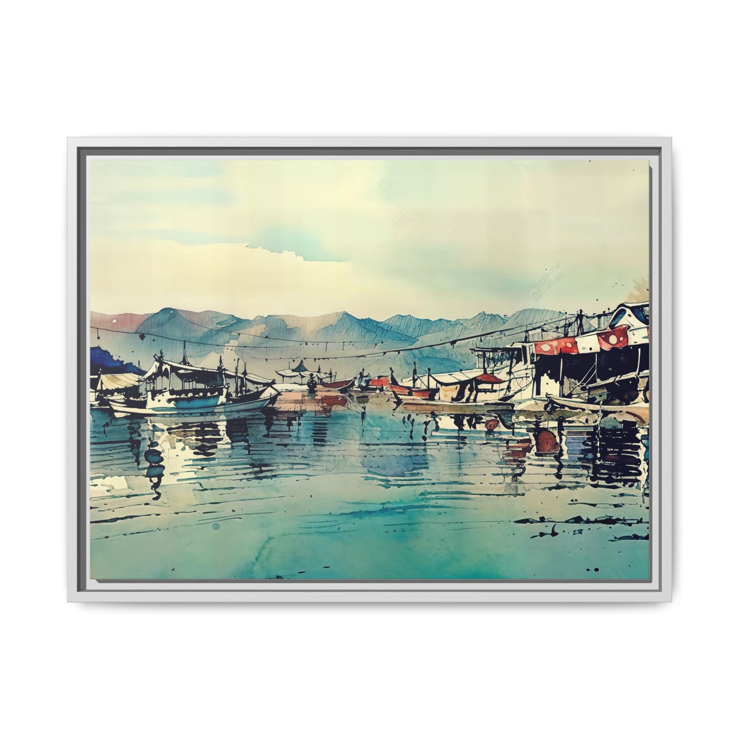 Artistic Framed Canvas Print - Tranquil Harbor Scene, Wall Decor, Home Decor, Gift for Art Lovers, Coastal Vibe