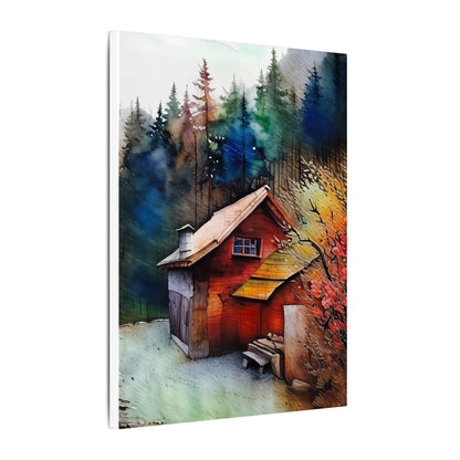 Artistic Canvas Print: Cozy Cabin in Forest, Wall Art, Home Decor, Gift Idea, Nature Lover Decoration, Rustic Art