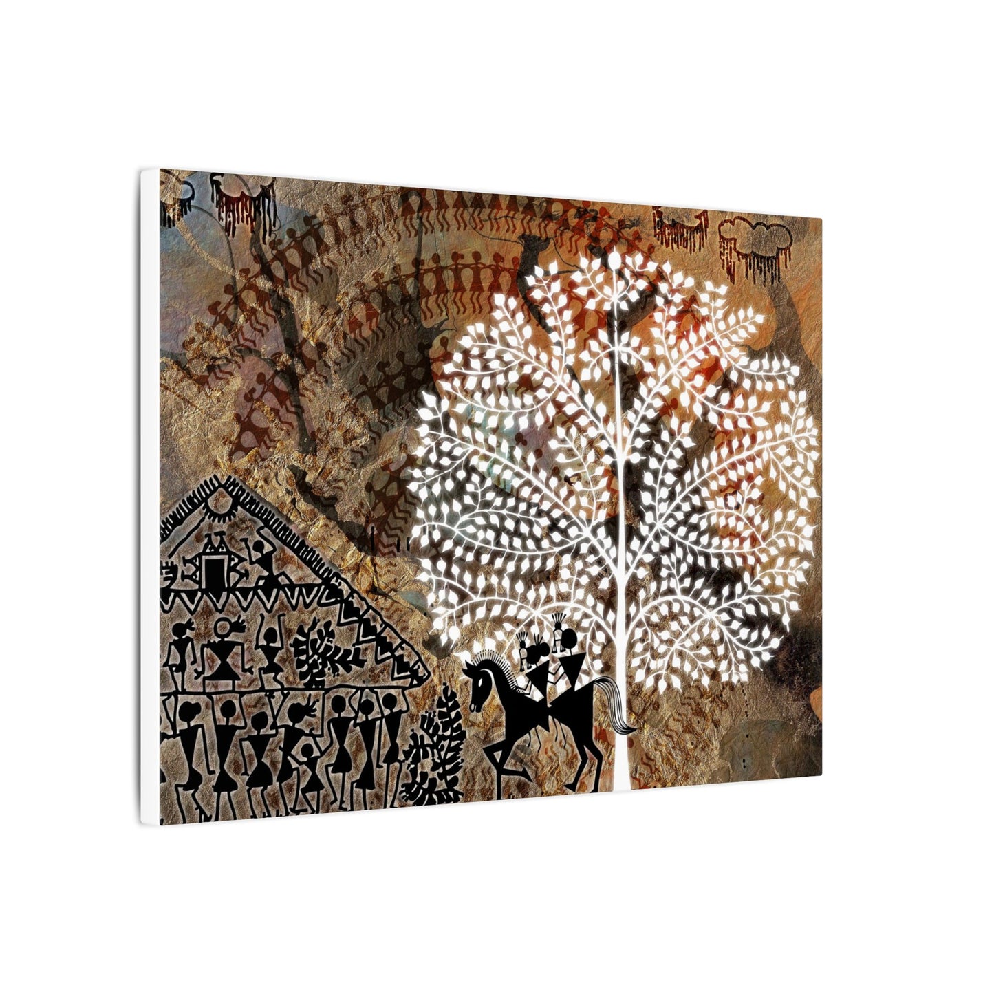 Artistic Tribal Canvas Print, Bohemian Decor, Nature Wall Art, Tribal Inspired Decoration, Unique Home Gift, Vibrant Cultural Piece