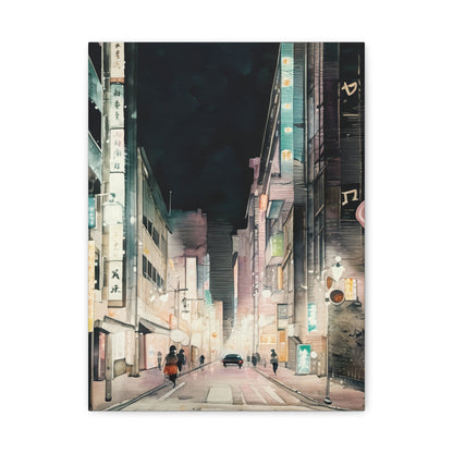Cityscape Art Canvas, Urban Wall Decor, Night City Painting, Modern Home Decoration, Gift for Art Lovers, Aesthetic Canvas Print