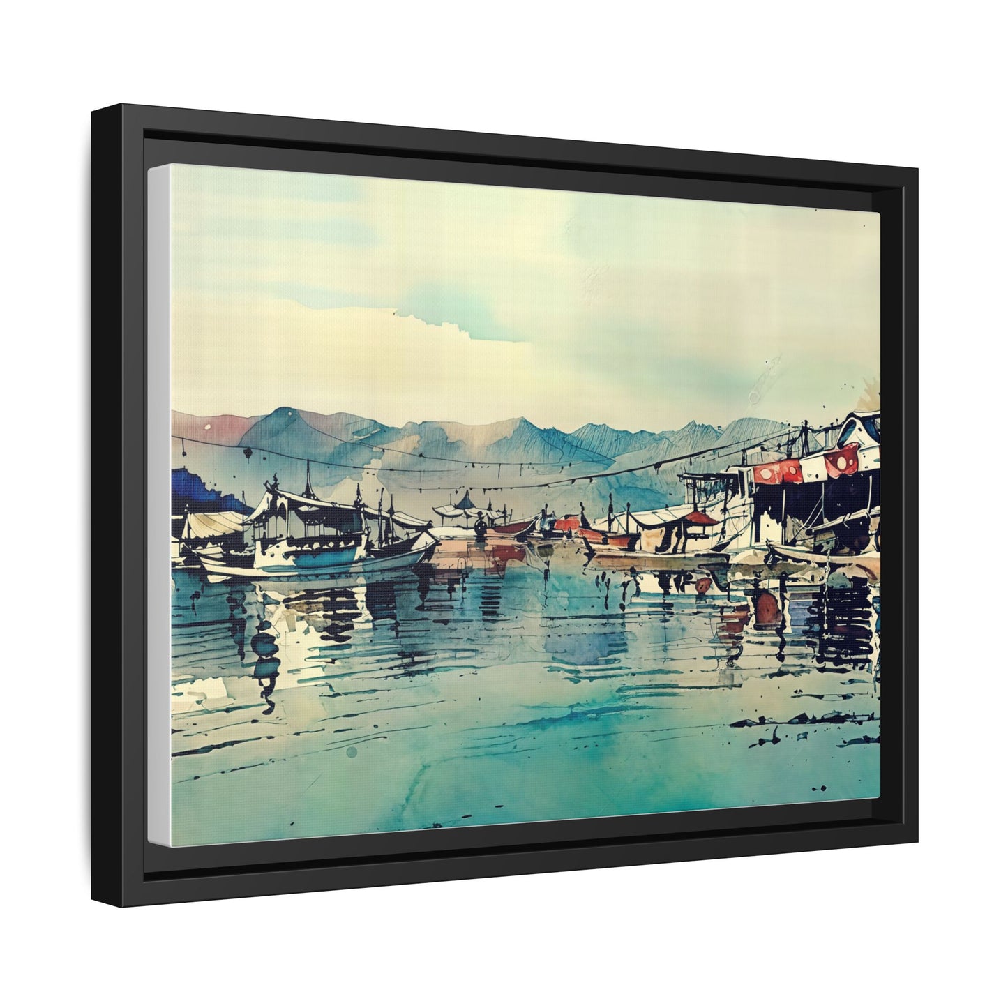 Artistic Framed Canvas Print - Tranquil Harbor Scene, Wall Decor, Home Decor, Gift for Art Lovers, Coastal Vibe