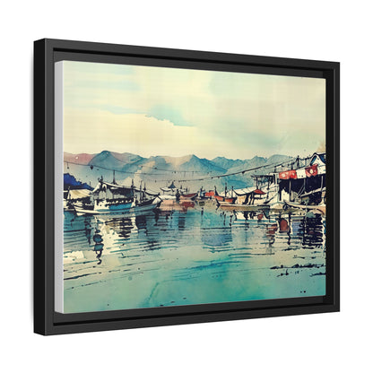 Artistic Framed Canvas Print - Tranquil Harbor Scene, Wall Decor, Home Decor, Gift for Art Lovers, Coastal Vibe