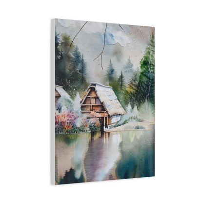 Rustic Landscape Canvas Art Print | Cozy Home Decor, Nature Wall Art, Cabin Decor, Gift for Nature Lovers, Tranquil Artwork