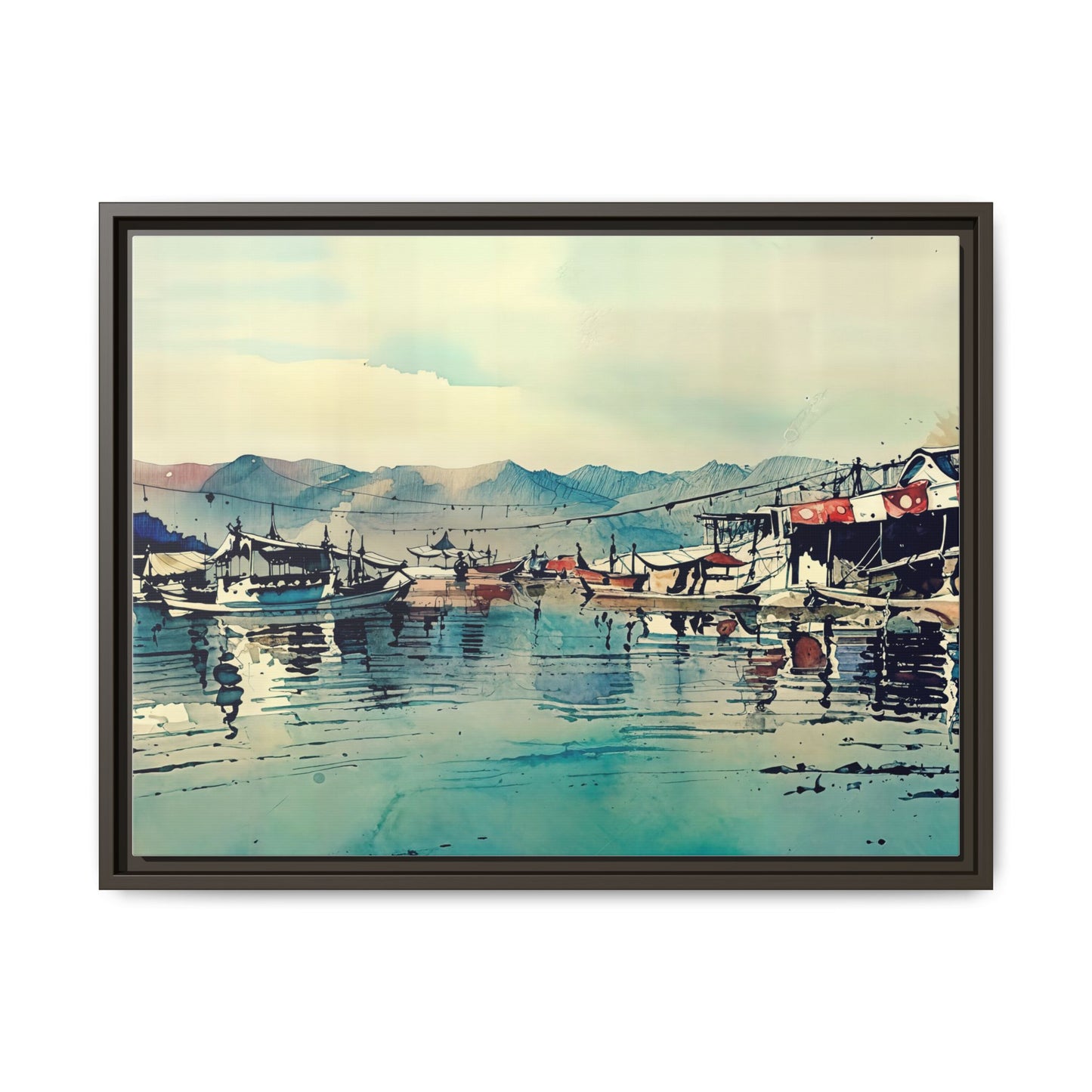 Artistic Framed Canvas Print - Tranquil Harbor Scene, Wall Decor, Home Decor, Gift for Art Lovers, Coastal Vibe