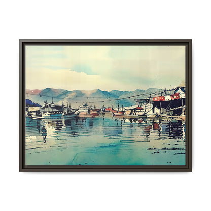 Artistic Framed Canvas Print - Tranquil Harbor Scene, Wall Decor, Home Decor, Gift for Art Lovers, Coastal Vibe