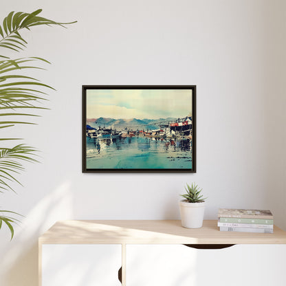 Artistic Framed Canvas Print - Tranquil Harbor Scene, Wall Decor, Home Decor, Gift for Art Lovers, Coastal Vibe