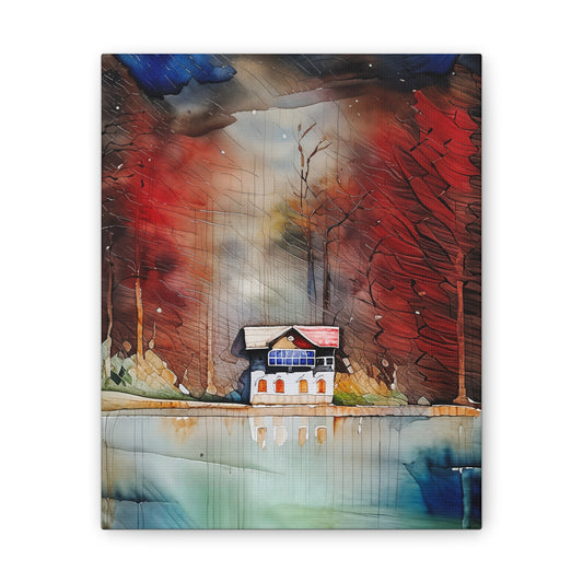 Serene Landscape Canvas Art Print, Watercolor Wall Decor, Home Decoration, Gift for Nature Lovers, Cozy Home Vibes