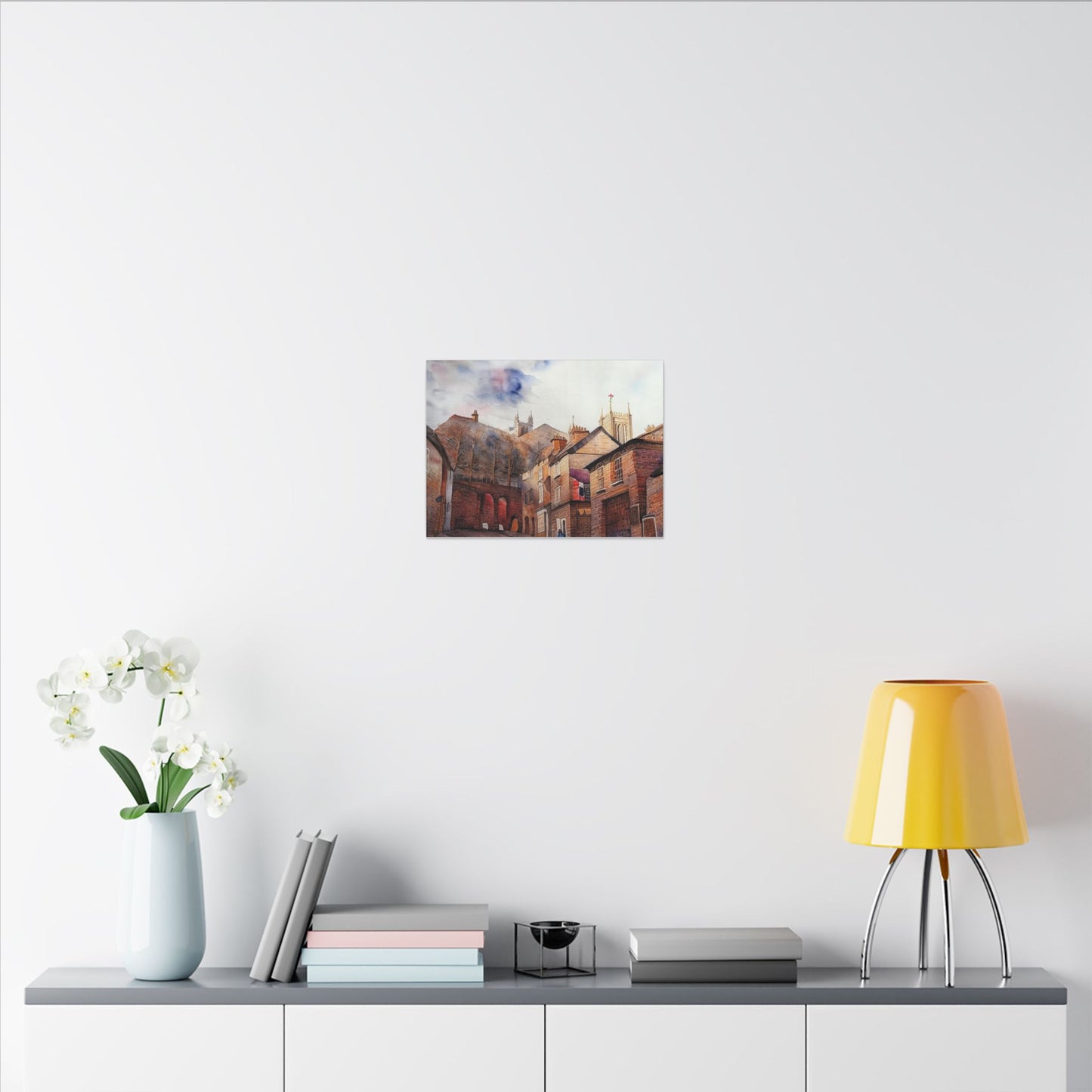 Watercolor Cityscape Art Print, Matte Canvas Wall Decor, Home Gallery, Unique Gift, Living Room Wall Art, Landscape Painting