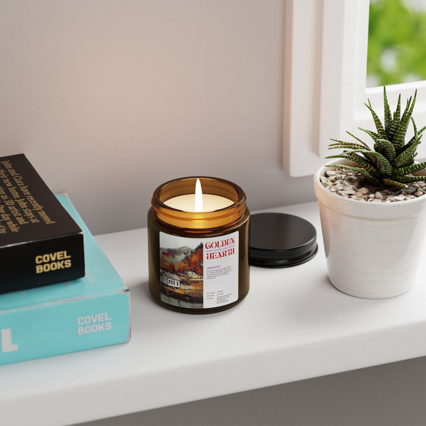 Golden Hearth – Unscented Soy Candle for Pure Ambiance