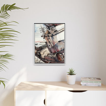 Framed Matte Canvas Art Print - Nautical Decor, Coastal Wall Art, Boat Painting, Perfect Gift for Sea Lovers, Home Office Decoration