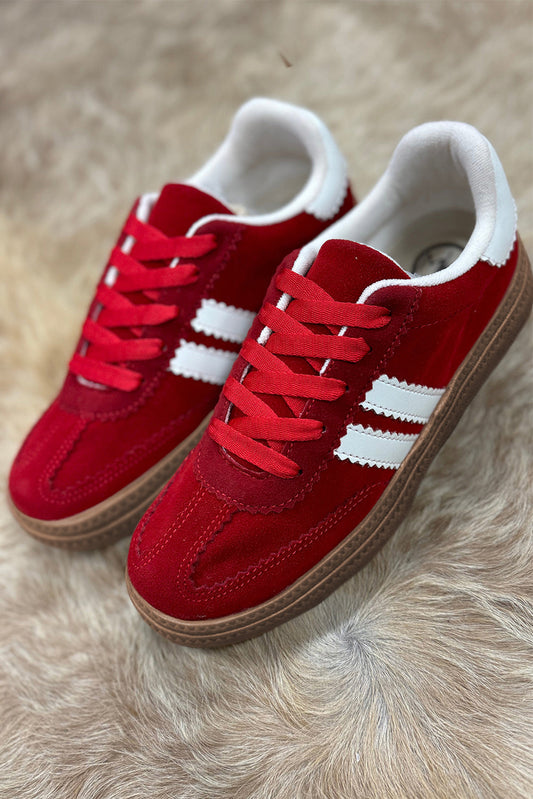 Harper Lace Up Flat Shoes Fiery Red