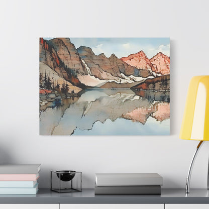 Satin Canvas Wall Art - Scenic Mountain Reflection, Nature Decor, Home Aesthetic, Gift for Nature Lovers, Rustic Wall Decor