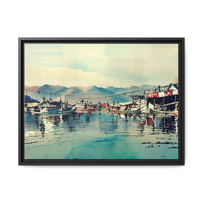 Artistic Framed Canvas Print - Tranquil Harbor Scene, Wall Decor, Home Decor, Gift for Art Lovers, Coastal Vibe