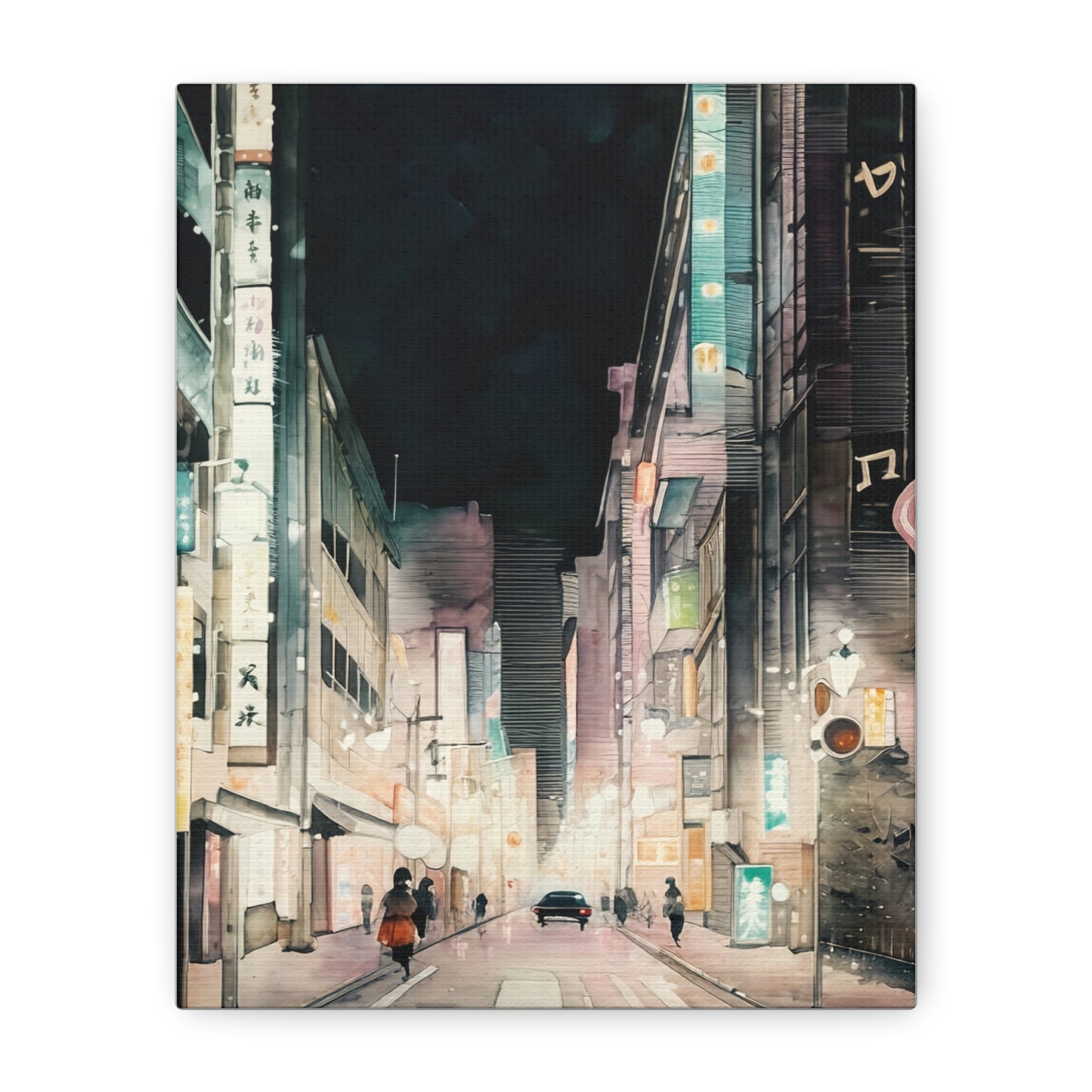 Cityscape Art Canvas, Urban Wall Decor, Night City Painting, Modern Home Decoration, Gift for Art Lovers, Aesthetic Canvas Print