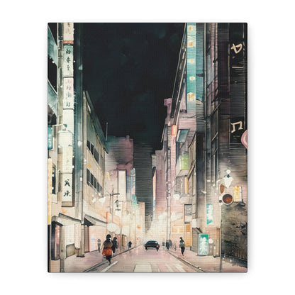 Cityscape Art Canvas, Urban Wall Decor, Night City Painting, Modern Home Decoration, Gift for Art Lovers, Aesthetic Canvas Print