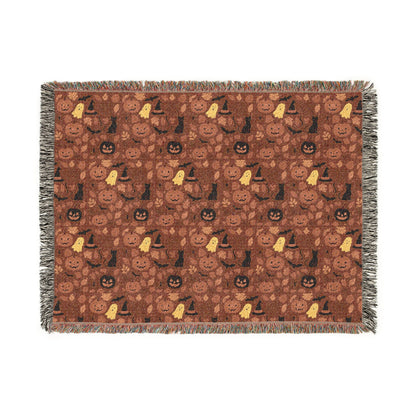 Halloween Woven Blanket, Festive Holiday Throw for Couch or Bed, Cozy Winter Decor, Warm Holiday Gift, Decorative Blanket Artwork 80" × 60"