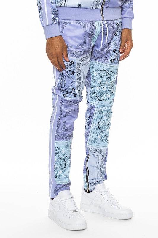 Weiv Paisley Bandana Print Track Pants Lavender