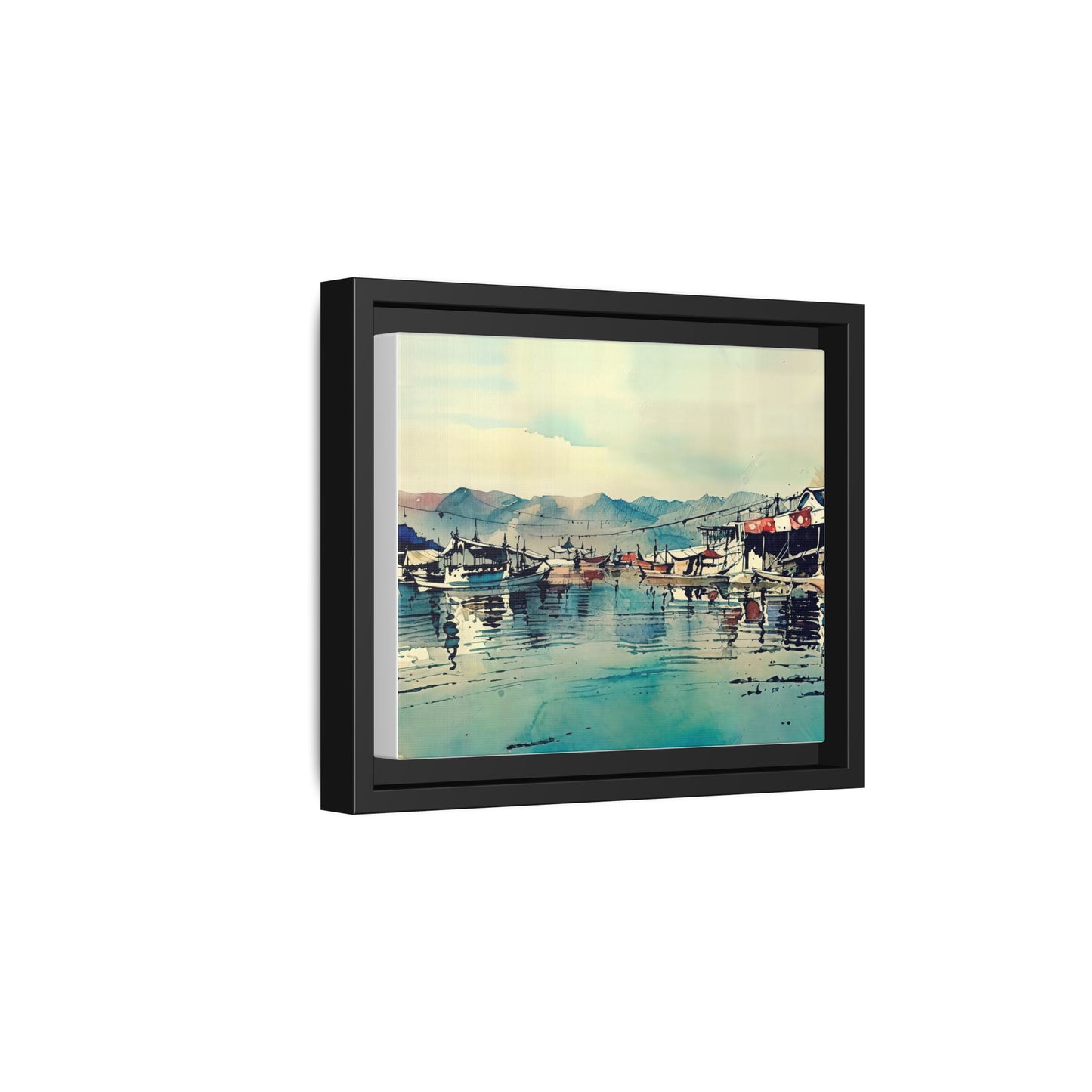 Artistic Framed Canvas Print - Tranquil Harbor Scene, Wall Decor, Home Decor, Gift for Art Lovers, Coastal Vibe