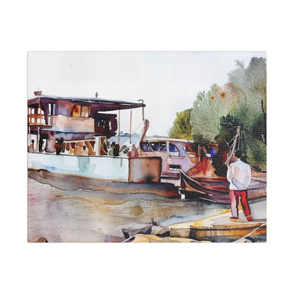 Stretched Canvas Art Print, Boat Landscape Decor, Nautical Wall Art, Coastal Home Decoration, Unique Gift for Maritime Lovers