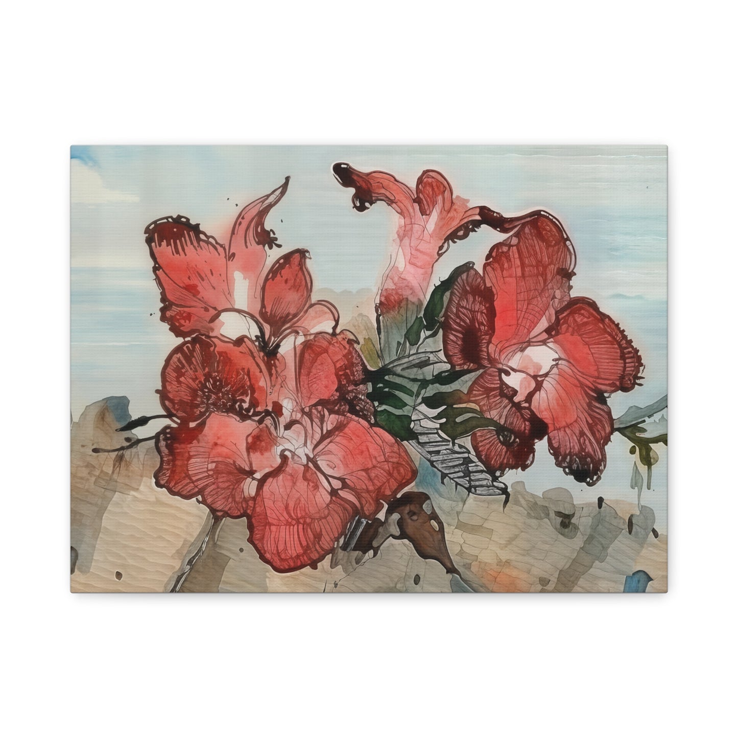 Floral Wall Art Canvas - Vibrant Red Flower Print, Home Decor, Gift for Garden Lovers, Spring & Summer Decor, Art for Living Room