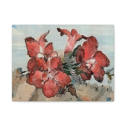 Floral Wall Art Canvas - Vibrant Red Flower Print, Home Decor, Gift for Garden Lovers, Spring & Summer Decor, Art for Living Room