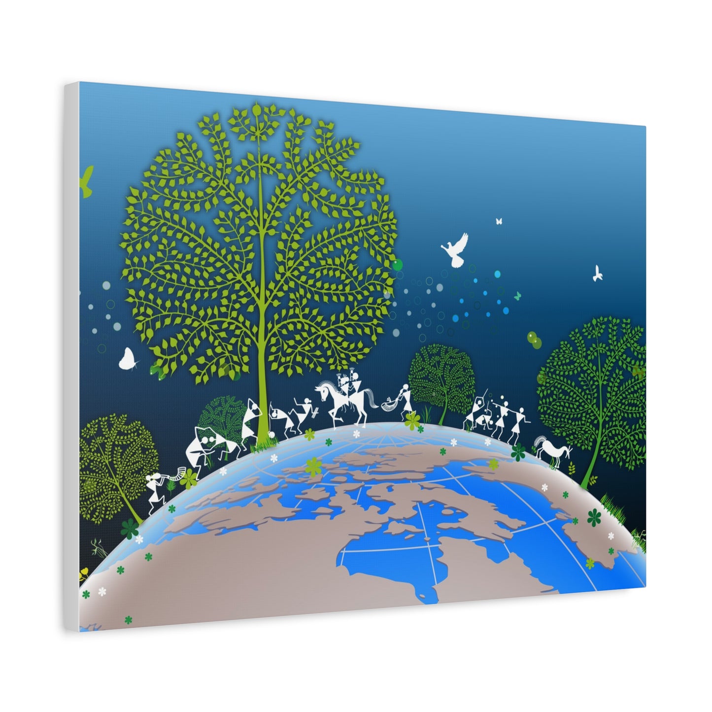 Eco-Friendly Tribal Canvas Art Print, Nature Wall Decor, Earth-Themed Artwork, Sustainable Home Decoration, Green Living Gift