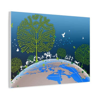 Eco-Friendly Tribal Canvas Art Print, Nature Wall Decor, Earth-Themed Artwork, Sustainable Home Decoration, Green Living Gift