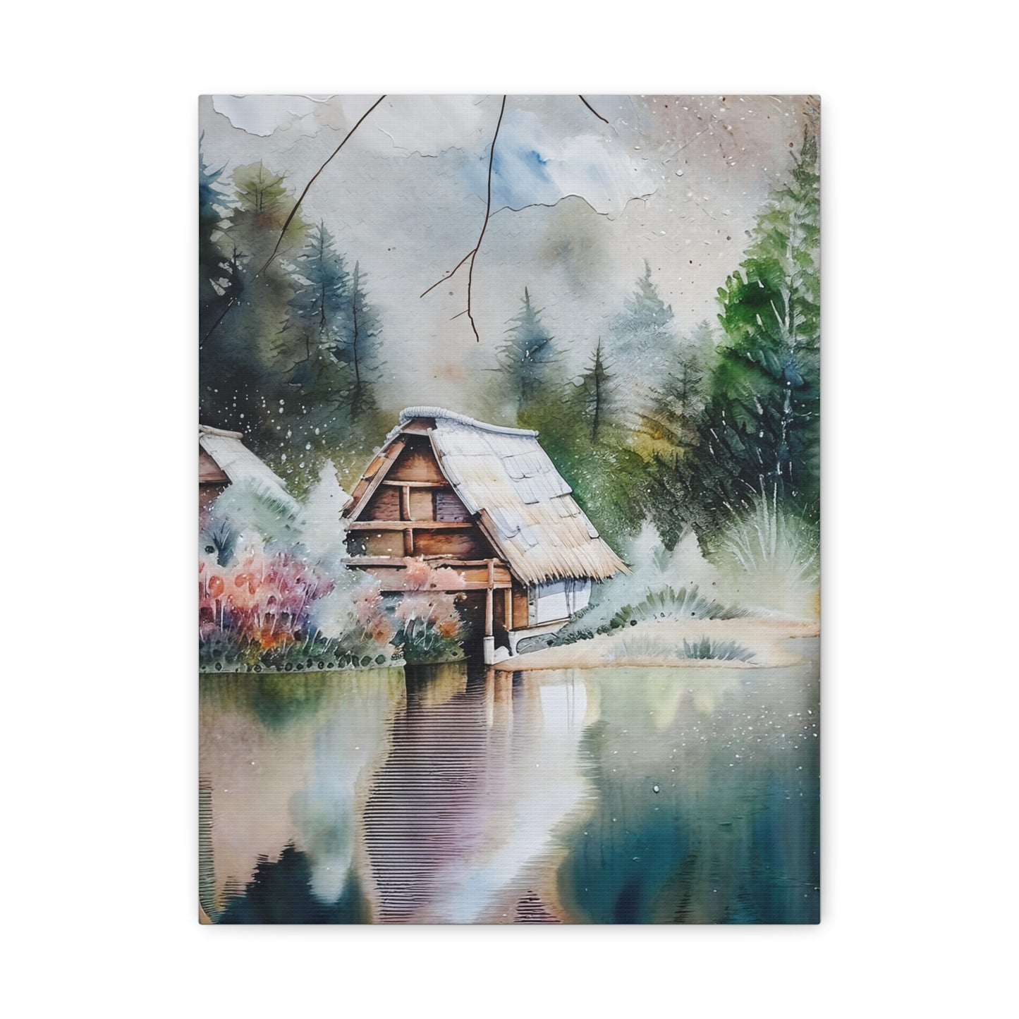 Rustic Landscape Canvas Art Print | Cozy Home Decor, Nature Wall Art, Cabin Decor, Gift for Nature Lovers, Tranquil Artwork