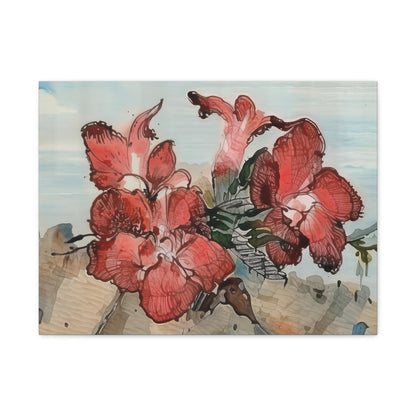 Floral Wall Art Canvas - Vibrant Red Flower Print, Home Decor, Gift for Garden Lovers, Spring & Summer Decor, Art for Living Room