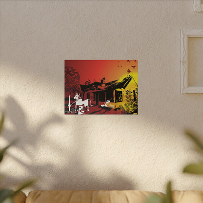 Sunset Tribal Farmhouse Canvas Art Print, Rustic Home Decor, Farmhouse Wall Art, Unique Gift, Country Vibes, Kitchen Wall Decor