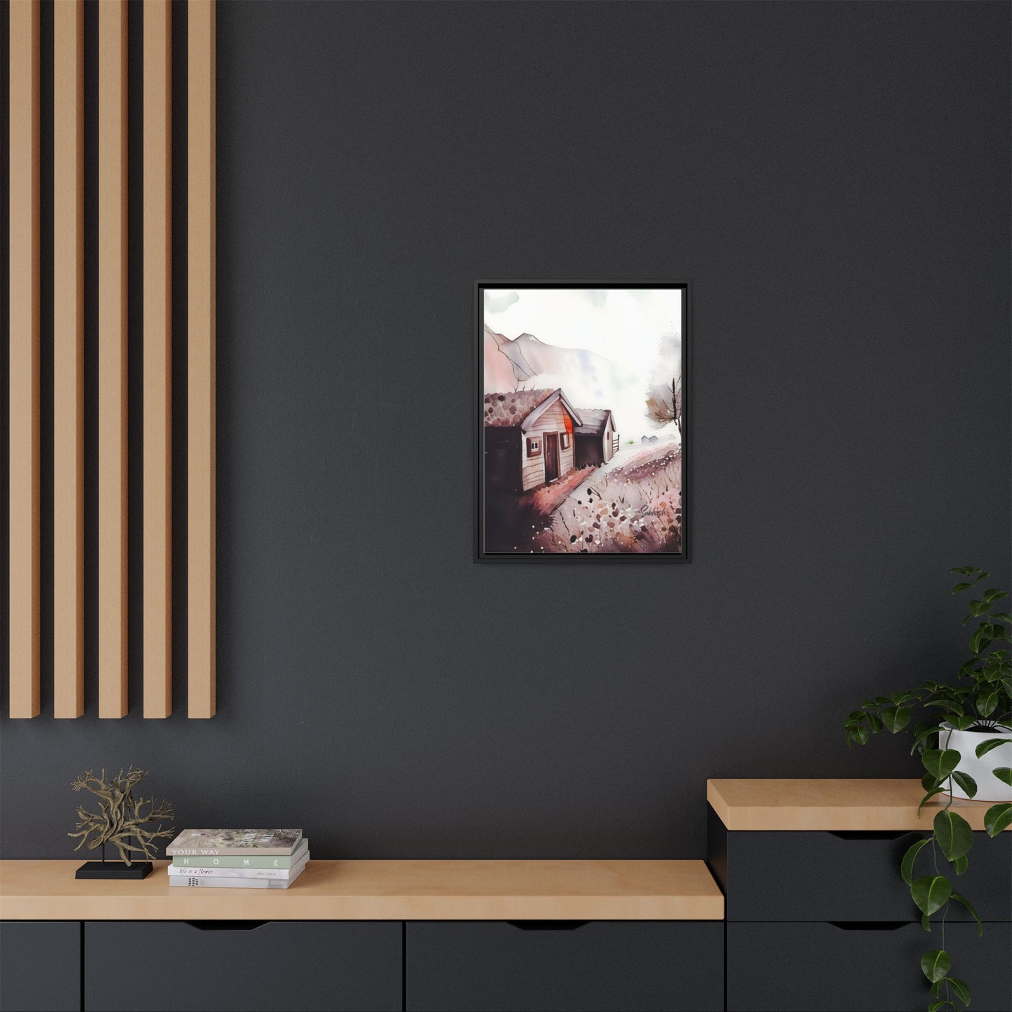 Framed Canvas Art Print, Rustic Home Decor, Farmhouse Wall Art, Cozy Living Room Decoration, Nature Landscape Artwork