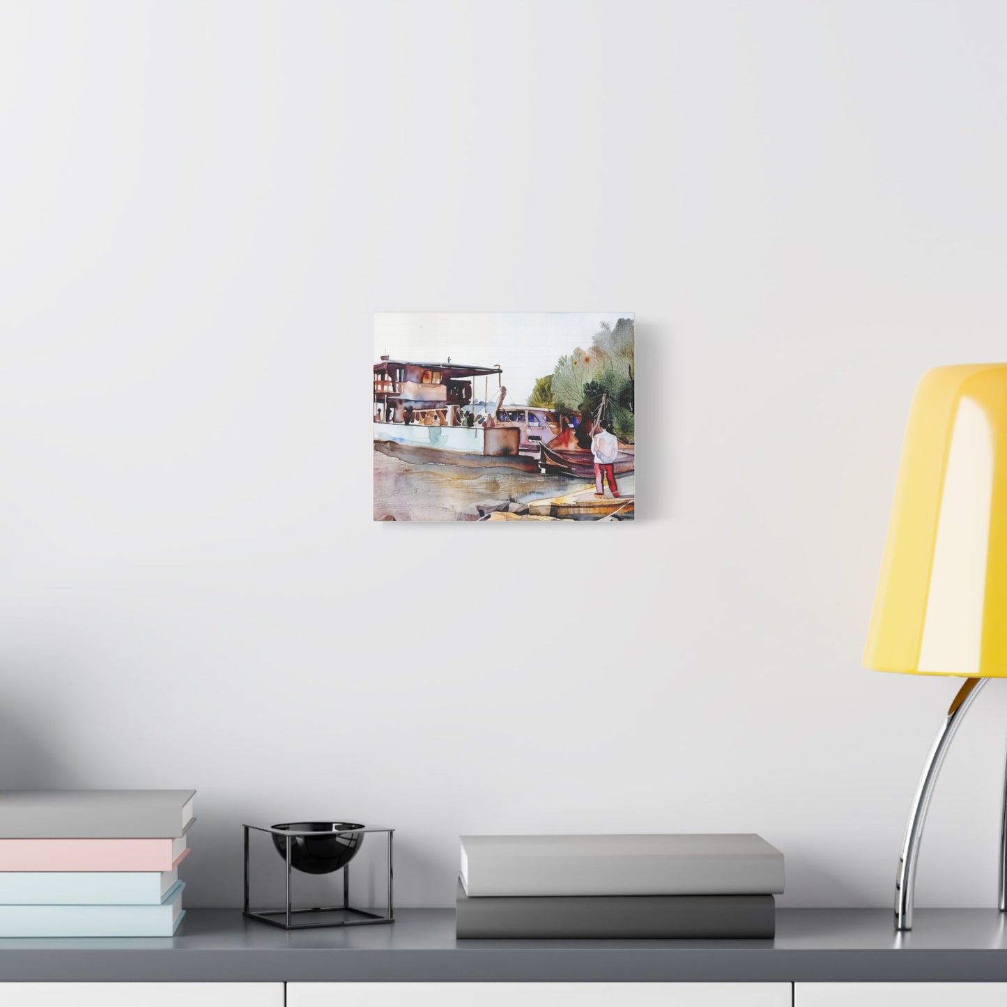 Stretched Canvas Art Print, Boat Landscape Decor, Nautical Wall Art, Coastal Home Decoration, Unique Gift for Maritime Lovers