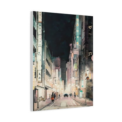 Cityscape Art Canvas, Urban Wall Decor, Night City Painting, Modern Home Decoration, Gift for Art Lovers, Aesthetic Canvas Print