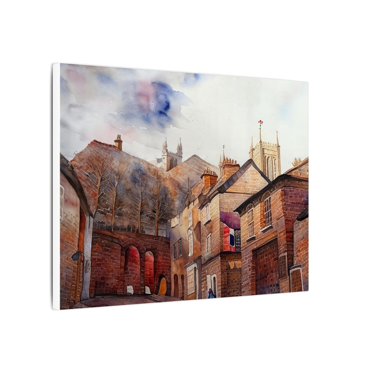 Watercolor Cityscape Art Print, Matte Canvas Wall Decor, Home Gallery, Unique Gift, Living Room Wall Art, Landscape Painting