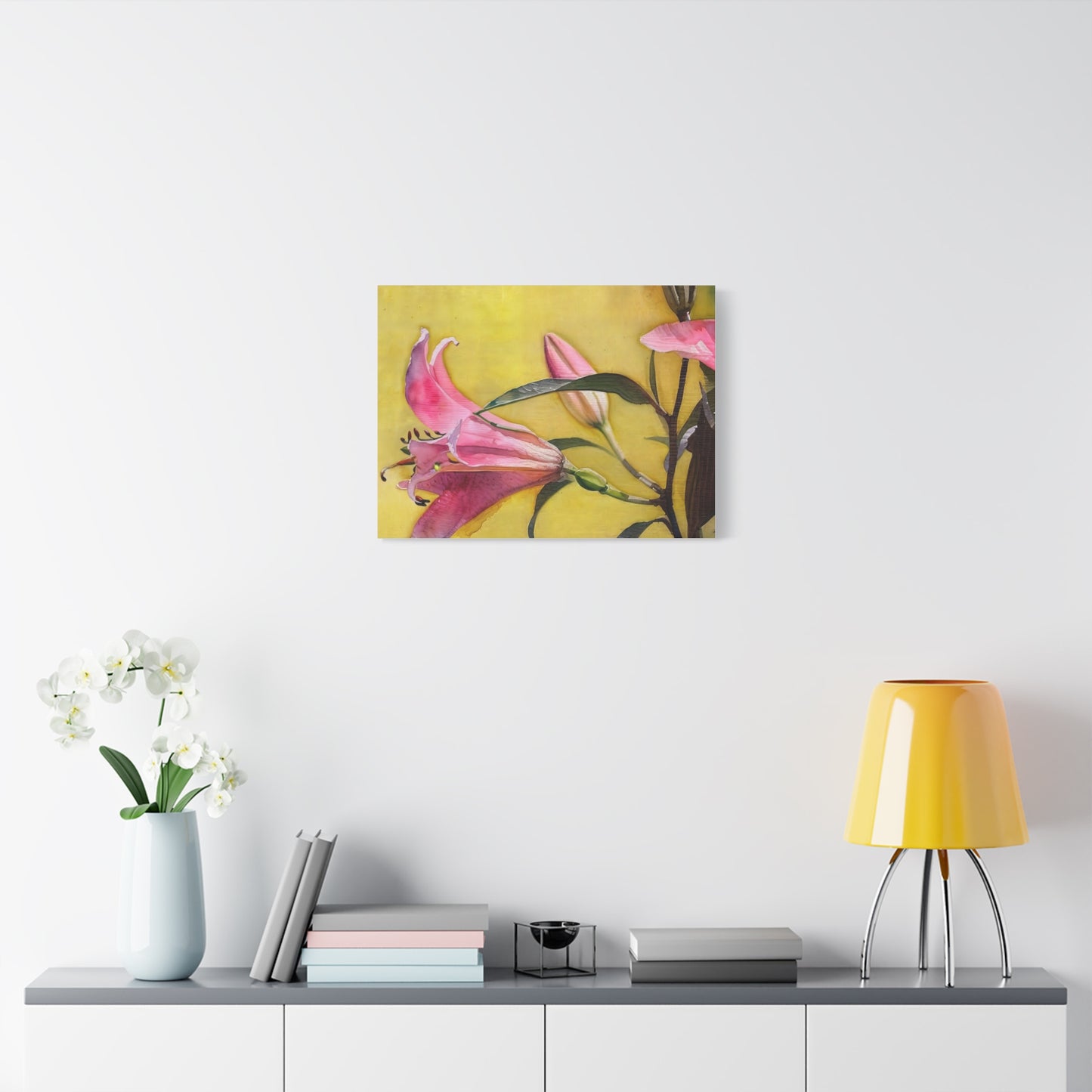 Floral Matte Canvas Art, Wall Decor, Yellow Flower Print, Home Decor Gift, Living Room Art, Modern Floral Wall Art