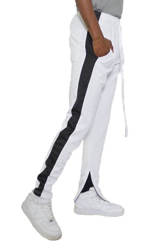 Slim Fit Single Stripe Track Pant WHITE BLACK