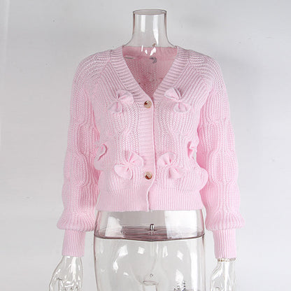 Women's Bow Cropped Cardigan