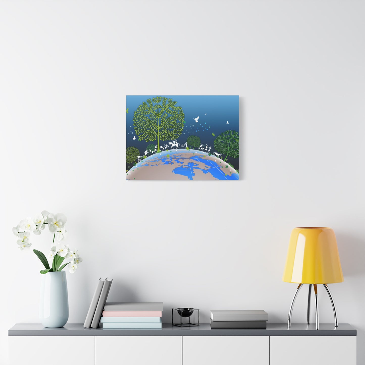 Eco-Friendly Tribal Canvas Art Print, Nature Wall Decor, Earth-Themed Artwork, Sustainable Home Decoration, Green Living Gift