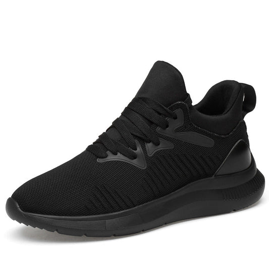 Men's shoes breathable men's casual shoes invisible height increasing shoes mesh sports shoes Black Flat Style