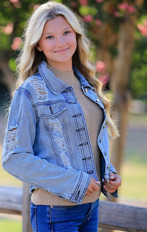 Cropped denim jacket Light blue