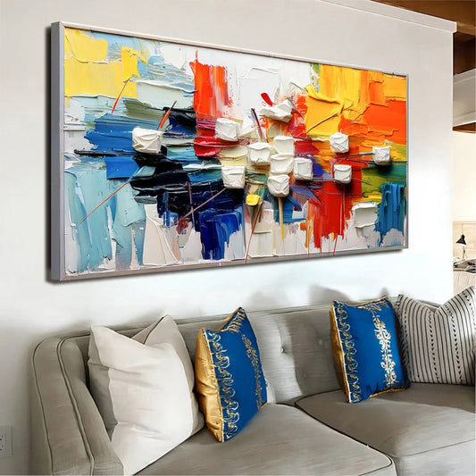Urban Abstract Impasto Wall Art 60x30 inch Extra Large Premium Gallery Wrapped