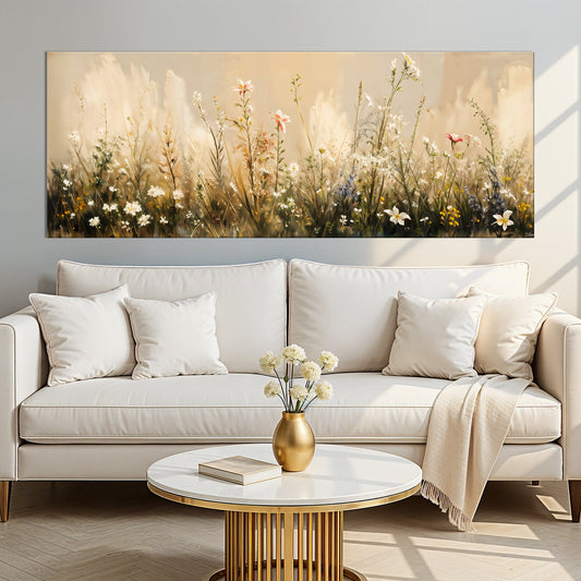 Flower Field Wall Art 20x60 inch Extra Large Premium Gallery Wrapped