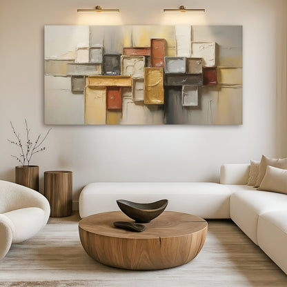 Shape Pattern Minimalist Abstract Wall Art 60x30 inch Extra Large Premium Gallery Wrapped