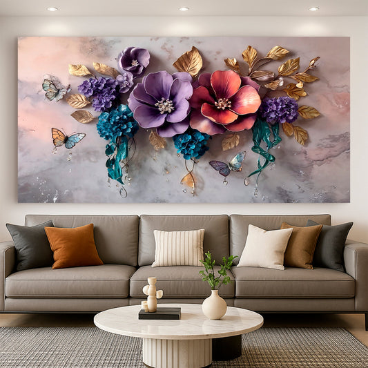 Floral Symphony Wall Art 60x30 inch Extra Large Premium Gallery Wrapped